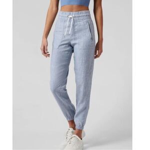 Athleta Cabo linen jogger women’s 8 blue gray pants vacation capsule resort